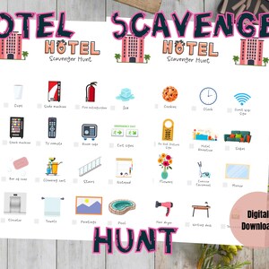 Hotel Scavenger Hunt Printable Game for Kids | Travel Treasure Hunt Instant Download |  Hotel Resort Scavenger Hunt Family Entertainment