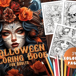 34 Halloween Coloring Book | Halloween Coloring Pages for Adults | Anime Coloring Pages for Anxiety Relief | Scary Custom Coloring Book