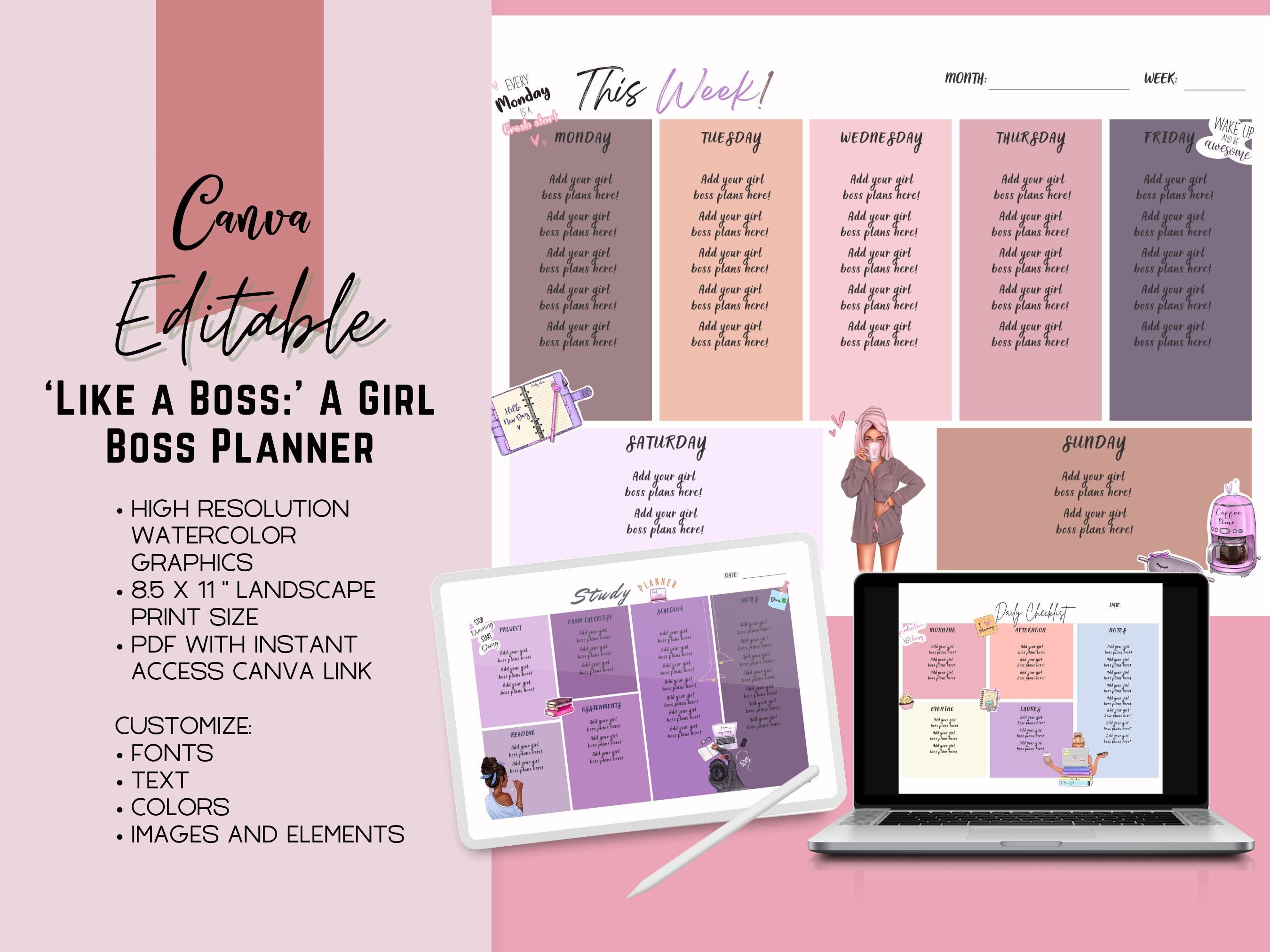 Editable Girl Boss Planner | Like a Boss: A Girl Boss Planner |female ...