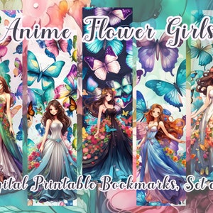 Anime Flower Girl Bookmark | Digital Bookmark | Bookmark for Manga Books | Bibliophile Gift | Unique Bookmarks | Girly Bookmark