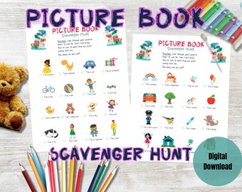 32 Item Picture Book Scavenger Hunt Printable Game for Kids | Story Book Scavenger Hunt Instant Download | Rainy Day Game