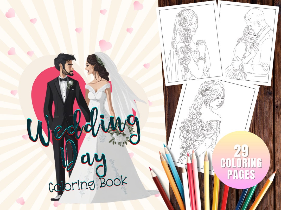 Wedding Coloring Pages for Kids and Adults | Digital Printable ...