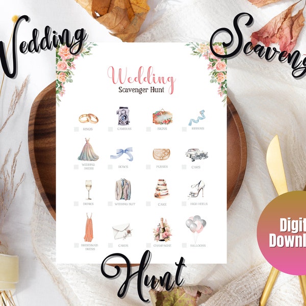 32 Item Wedding Scavenger Hunt for Kids | Wedding Reception Game |  Activity for Wedding |  Wedding Day Fun Game Sheet | Digital Printable