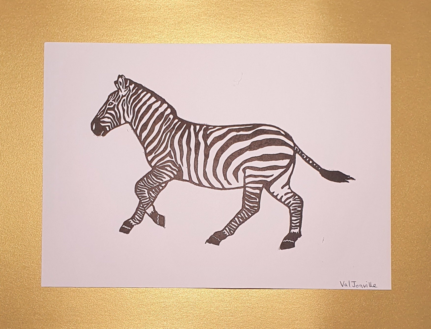 Zebra, Linocut Print - Etsy