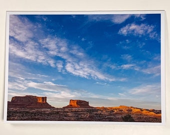 Utah Buttes at Sunset & Blue Sky with Beautiful Clouds - Greeting Card