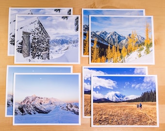 Washington Holiday Cards - 8 card (A2) set - Mountain photos for Christmas or Winter Holidays
