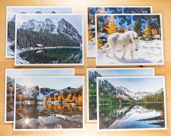 Mountain Christmas, Winter Holiday Cards - 8 card (A2) set - featuring Washington and Canada photographs