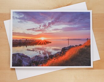 Orcas Island Sunset over the Ocean - San Juan Islands - Greeting Card