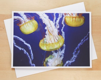 Yellow Jellyfish Underwater - Greeting Card