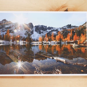 Horseshoe Lake Reflection, Mountains, & Larches in the Enchantments, Washington Greeting Card image 4