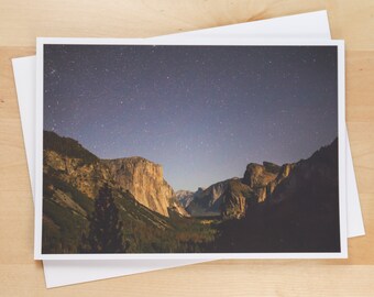 Yosemite Valley & Stars at Night, El Capitan, Yosemite National Park, California - Greeting Card