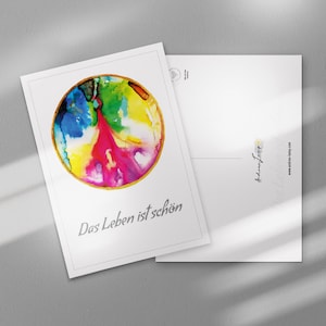 Liebevolle Aquarell-Postkarte – Perfektes Geschenk für besondere Anlässe – Kunstkarte – "Das Leben ist schön" A6