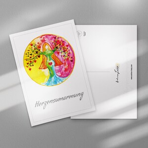 Cartolina d'amore con acquerello - Regalo perfetto per occasioni speciali - Biglietto artistico - "Abbraccio di cuore" A6