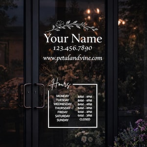 Create Your Own Door Sign - Customizable Business Decal - Logo, Custom Text, Socials, QR Code Sticker - Variable Storefront Vinyl Lettering