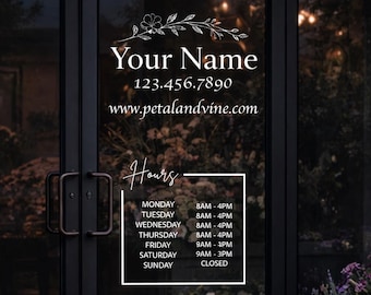 Create Your Own Door Sign - Customizable Business Decal - Logo, Custom Text, Socials, QR Code Sticker - Variable Storefront Vinyl Lettering