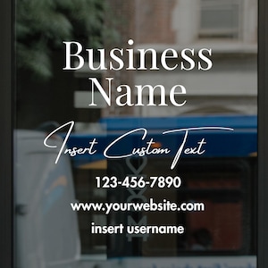 Personalized Business Window Decal - Your Company Name Vinyl Decal - Storefront Vinyl Sticker - QR Code Office Window Door Lettering Sign