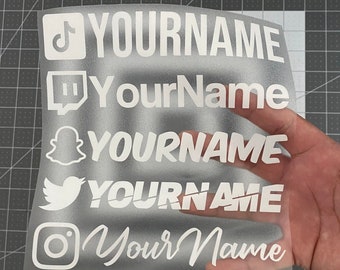 Custom Instagram,Tiktok,Twitter,Twitch,Youtube Name Vinyl Decal - Vinyl Car Decal - Social Media Car Window Vinyl Decal Sticker