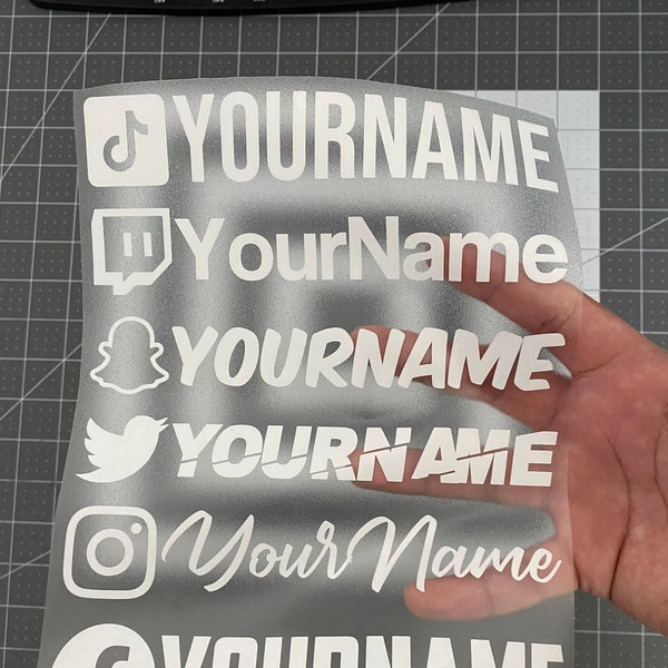 Custom Instagram,Tiktok,Twitter,Twitch,Youtube Name Vinyl Decal - Vinyl Car Decal - Social Media Car Window Vinyl Decal Sticker