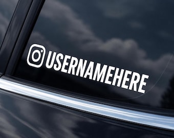 Custom Instagram Name Vinyl Decal - Personalized IG Username Sticker - Vinyl Car Decal - Social Media Car Window Vinyl Decal Sticker