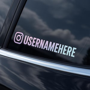 Custom Instagram Name Vinyl Decal - Personalized IG Username Sticker - Vinyl Car Decal - Social Media Car Window Vinyl Decal Sticker
