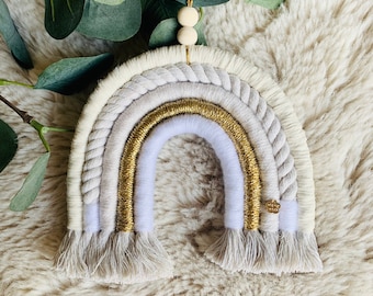 Macramé rainbow cream and white and golden