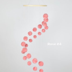 Spiral mobile with pompoms neutral unisex color Rose #4