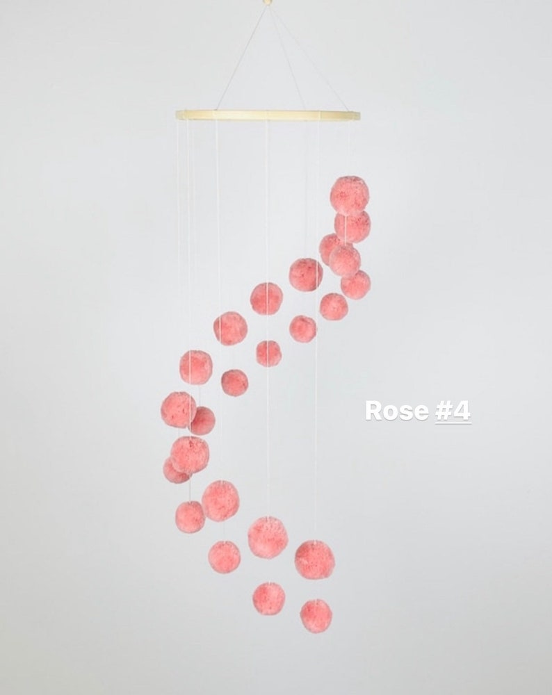 Spiral mobile with pompoms neutral unisex color Rose #4