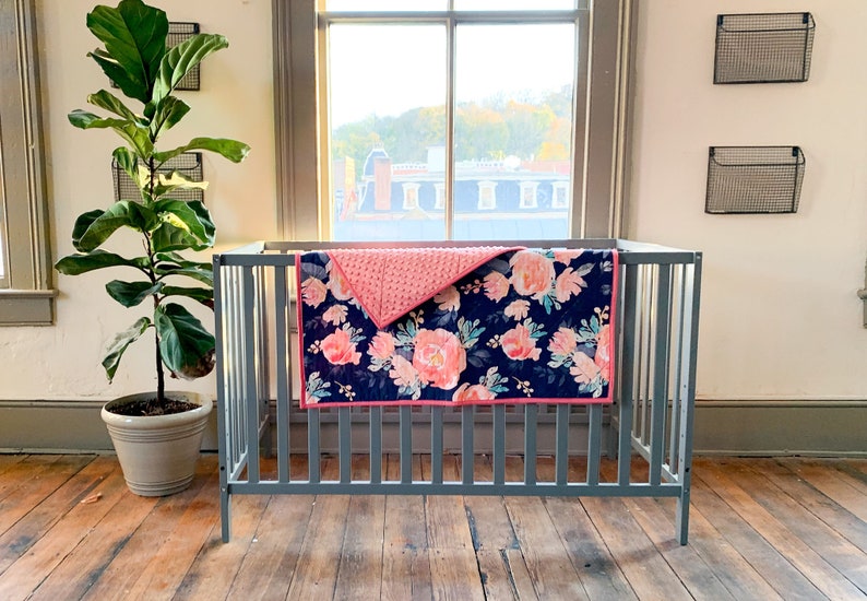 Girl Nursery Bedding Crib Quilt Modern Floral Baby Quilt Baby Girl Quilt Baby Shower Gift