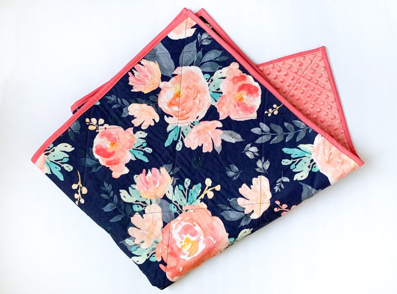 Girl Nursery Bedding Crib Quilt Modern Floral Baby Quilt Baby Girl Quilt Baby Shower Gift