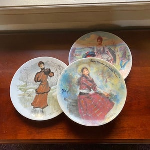 Set of 3 French Vintage Women of the Movies Limoges Porcelain Collector Plates – Rare & Handcrafted Elegance