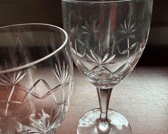 フランス製ヴィンテージクリスタルワイングラス6個セット - 2サイズ