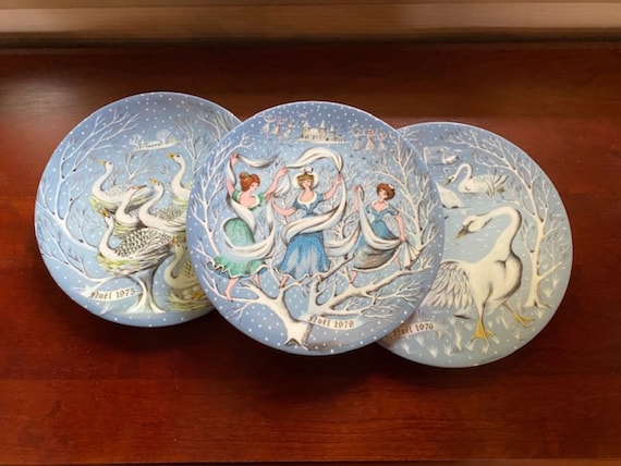 Rare French Vintage Limoges Haviland Christmas Plate - Nine Ladies