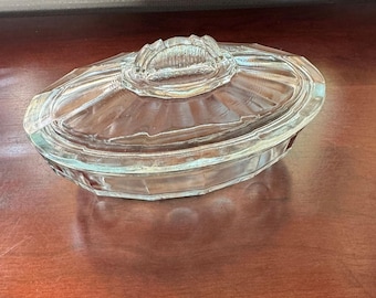 Beurrier vintage français en porcelaine - Bordure florale dorée