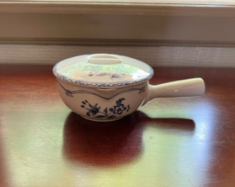 Charming French Vintage Porcelain Covered Serving Dish – Hand-Painted and Oven-Safe