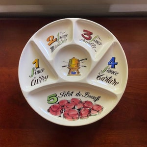 Rare Set of 6 French Vintage Gien Fondue Plates