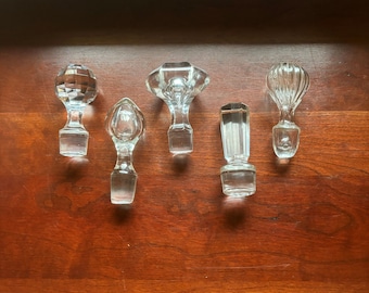 Set of 5 French Vintage Crystal Decanter Stoppers – Rare & Exquisite