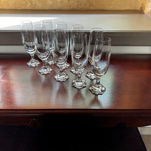 Vintage Villeroy & Boch Crystal Glasses – Set of 9, Marked, French Vintage Stemware, Elegant Bar Cart Collectible