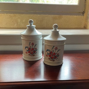 Set of 2 French Vintage Porcelain Cannisters
