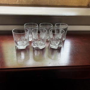 Set of 6 Vintage French Whiskey Glasses – Cut Glass Tumblers for Spirits or Cocktails