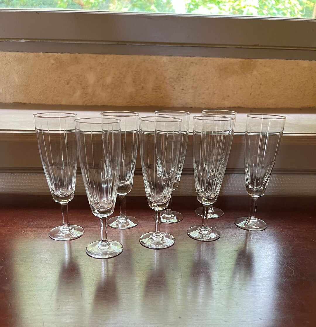 Set of 8 French Crystal Wine Glasses Etsy