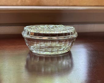 フランスのヴィンテージクラシックガラスバターディッシュ - 時代を
