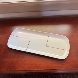 Rare French Limoges Art Deco Porcelain Serving Platter – Sleek Modern Lines