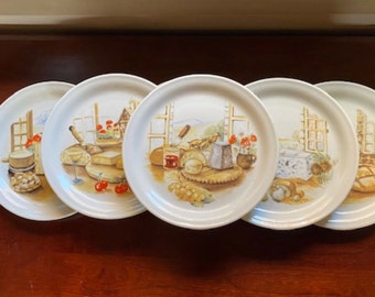 Set of 6 French Vintage Limoges Porcelain Cheese Plates