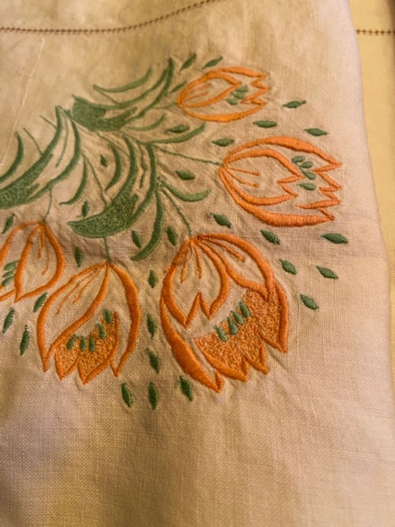 希少なフランス製ヴィンテージ刺繍リネンテーブルクロス - Etsy 日本