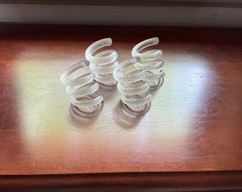 フランス製ヴィンテージガラスナプキンリング4個セット - 手作りで 