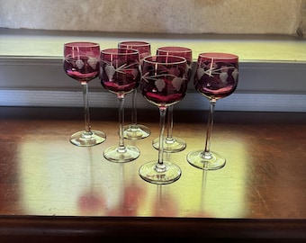 【1960s-France Vintage】 ワイングラス セット ビンテージ フランスのヴィンテージクリスタルワイングラス6個セット