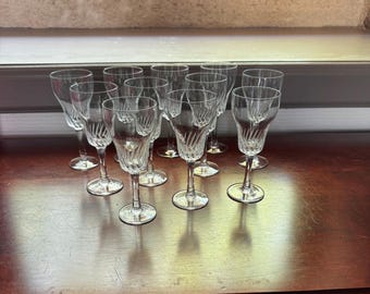 Copas de vino vintage de cristal tallado francés: juego de 12 elegantes copas