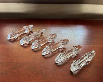 Set van 6 vintage Franse kristallen messensteunen | Messenhouders met kristallen boomstamdesign | Elegante Franse tafelsetting | Vintage eetaccessoires