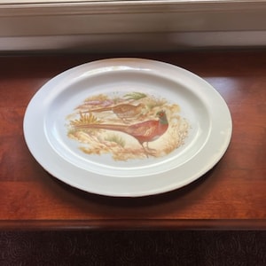 French Vintage Limoges Porcelain Serving Plate – Hand-Painted Poultry Design, Rare & Elegant