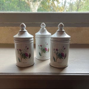 Rare Set of 3 French Vintage Porcelain Cannister